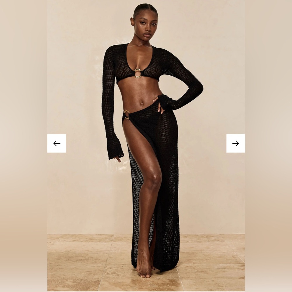 Monday Swimwear PALERMO SKIRT - BLACK LACE CROCHET